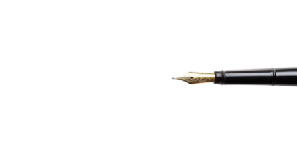 Fountain pen with a gold nib on a white background. transparent background