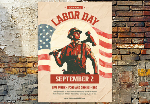 Retro Labor Day Celebration Poster Design Generative AI