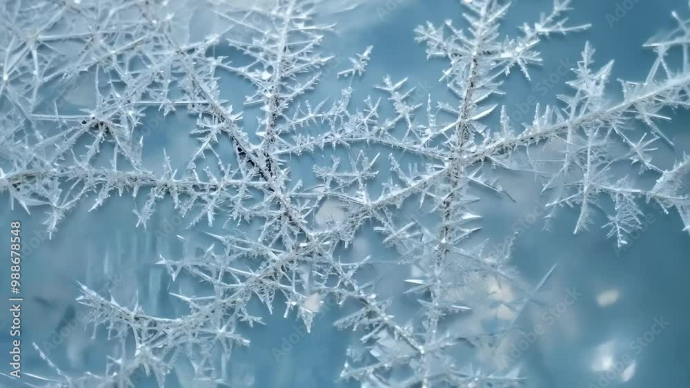 Poster intricate frozen pattern on window creates natural ice art with delicate crystals and frost, perfect