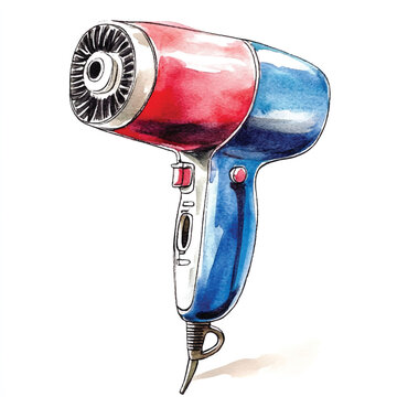 recommend clip art: Hair dryer watercolor clipart illustration isolate