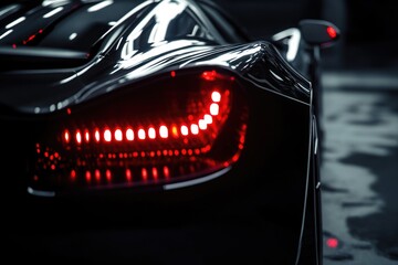 A sports car with red lights.