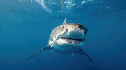 Majestic Shark Swimming in the Ocean. Underwater wildlife concept