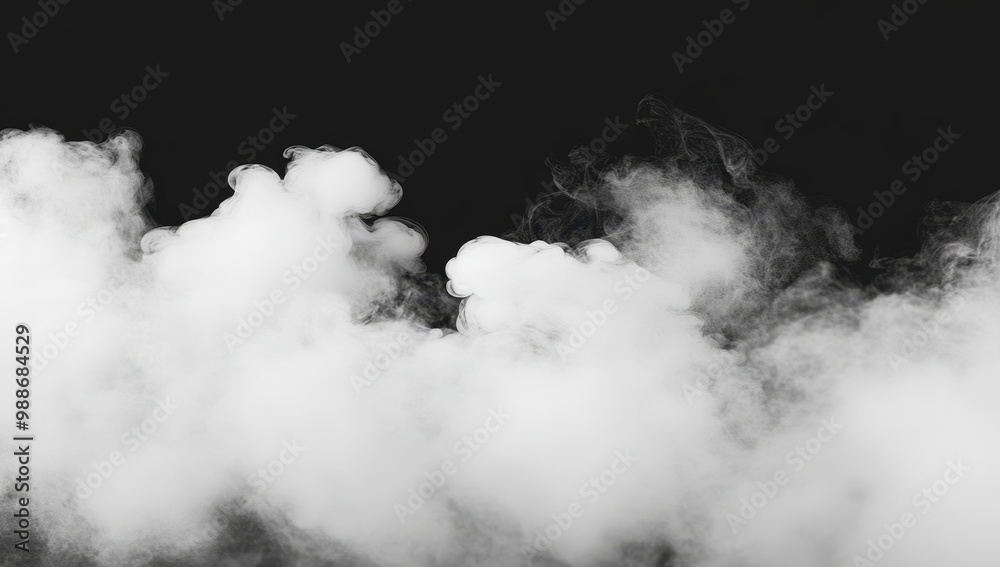 Poster a misty fog on an isolated black background. smoke and texture overlays. aromatherapy concept.
