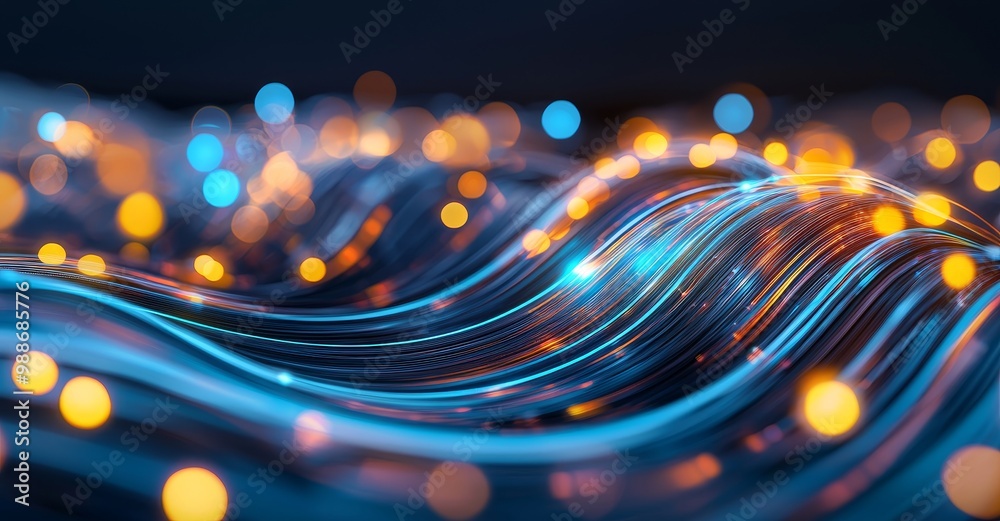 Poster 3D illustration of a streaming Big data stream. Digital data flow motion. Business analytics presentations.