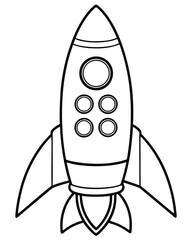 Rocket with porthole vector silhouette