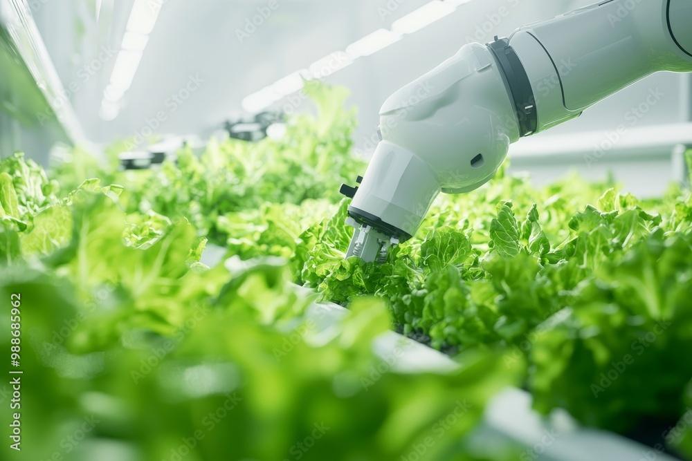 Poster an agriculture robotic and autonomous car in a smart farm, where 5g technology is used to control ag