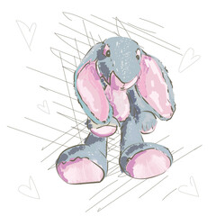 Cute little rabbit. Rabbit color sketch