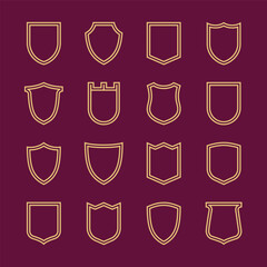 Collection of shield icon vector template double outline