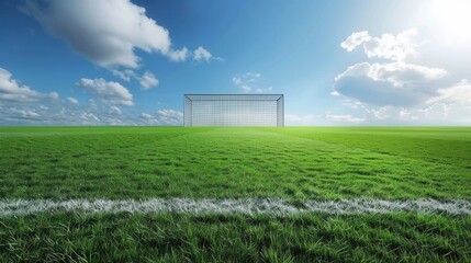 Green Soccer Field. Sporty Summer Vibe Concept
