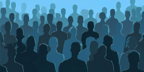 An illustration showing an abstract crowd scene