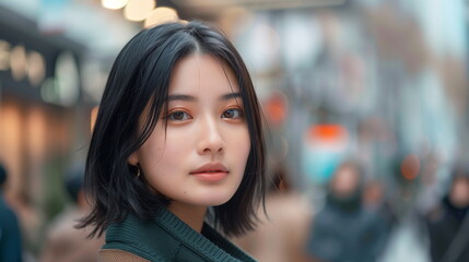 Fototapeta premium 日本人の若い女性のファッションモデルのポートレート