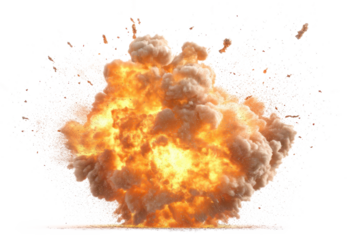 explosion effect on ground isolated on transparent background