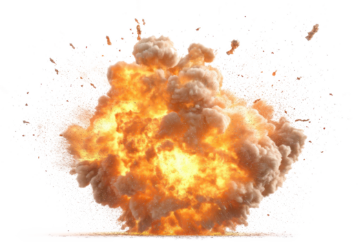 explosion effect on ground isolated on transparent background