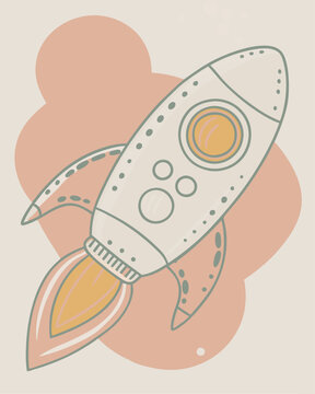recommend clip art: Rocket with porthole vector line art