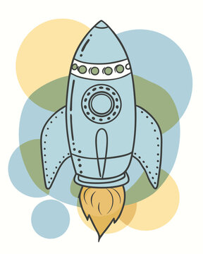 recommend clip art: Rocket with porthole vector line art
