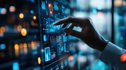 A close-up of a business professional using AI-powered analytics software to enhance business decision-making