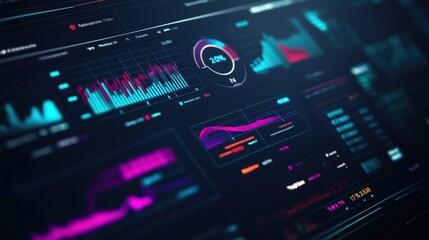 Fototapeta premium A close-up of a financial planning software dashboard, showing various investment portfolios