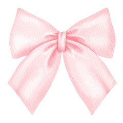 Pink Coquette ribbon bow watercolor.