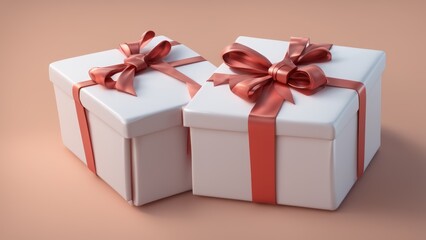 Obraz premium red gift box with ribbon