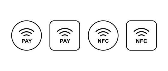 NFC payment icon vector set. Wireless pay symbol