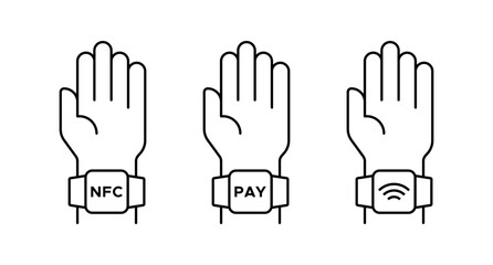 Wireless payment icon vector set. Watch payment symbol