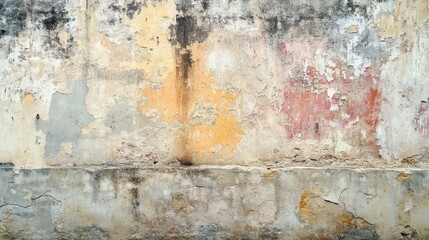 Obraz premium Weathered Concrete Wall with Vibrant Paint Textures