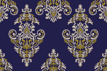 Motifs Ikat floral paisley embroidery floral. ikat ethnic Saree Sarong oriental pattern traditional.Ikat embroidery style abstract embroidery design for texture,fabric,clothing,wrapping,decoration