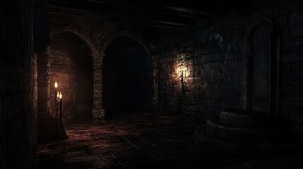 Fototapeta premium Eerie Crypt: Illuminating the Shadows of a Mysterious Underworld