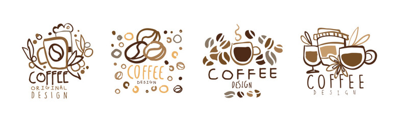 Coffee Original Label and Logo Design Vector Set