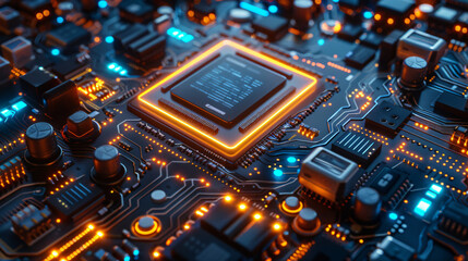 Chips, Circuit Boards, Neon Lights
