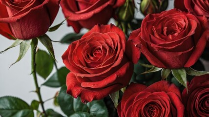 Obraz premium Bright red roses close-up 