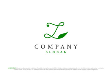 letter z leaf and nature logo