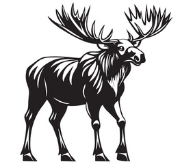 Moose silhouette, Moose illustration vector, American moose