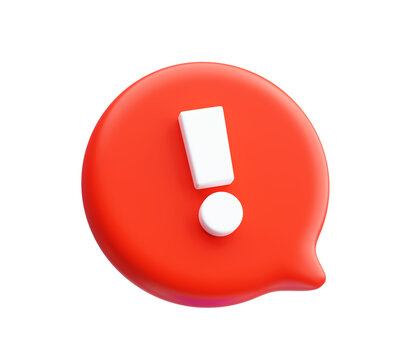 Alert Icon red attention alarm danger warning sign 3d illustration background