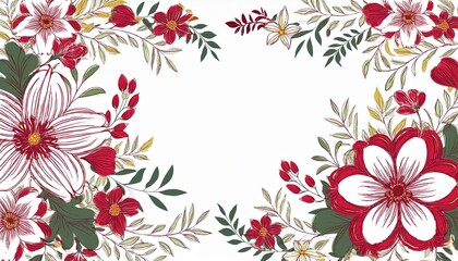 Fototapeta premium Invitation card floral design template