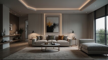 Fototapeta premium Modern White Room with Cozy Ambiance