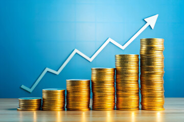 upward trend arrow growth chart with coins