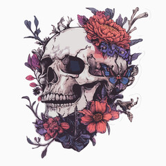 skull with roses