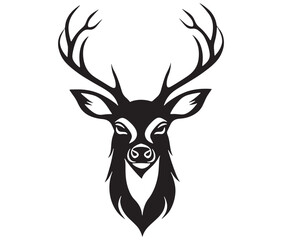 Naklejka premium Deer head silhouette, Deer head icon, deer vector