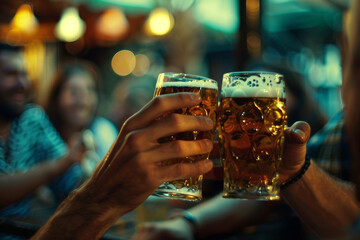 Bright colorful beer fest local german celebration octoberfest saint patrick day, Generative AI