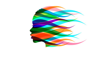 girl silhouette with colorful streaming hair