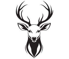 Naklejka premium Deer head silhouette, Deer head icon, deer vector