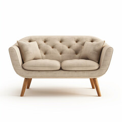 A white couch with two pillows on it