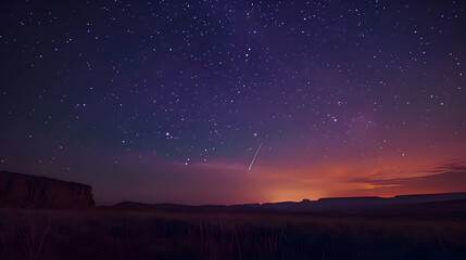 Fototapeta premium Stunning Night Sky with Shooting Star Over Mountain Range