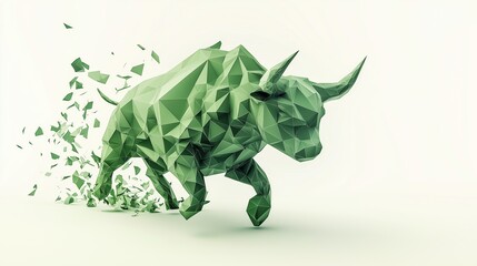 Obraz premium Hyper-Realistic 3D Bullish Market Symbol - Green Stock Surge
