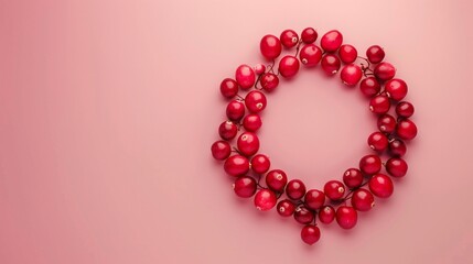 Obraz premium Cranberry organic fruit healthy real food copy space circular arrangement background