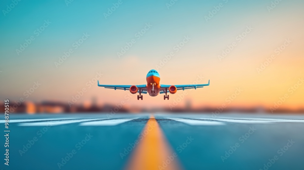 Poster A wide shot of a runway with airplanes taking off and landing, showcasing the excitement of travel.