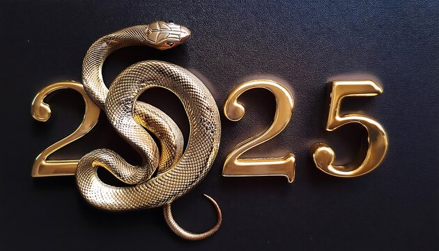 golden snake elegantly coiled beside numbers matte black background year snake luxury branding zodiac content