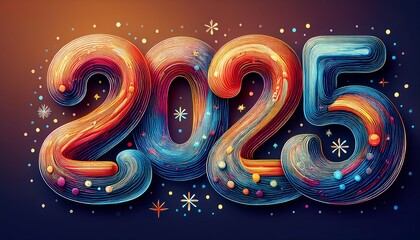 doodle drawing numbers new year greeting card banner