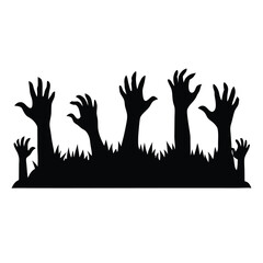 a group of hands reaching up towards the sky., vector silhouette
